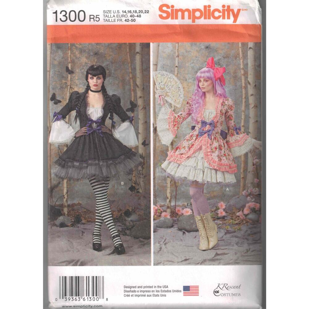 New Simplicity Sewing Pattern Gothic Lolita Costume 1300 - Plus sizes 14-22
